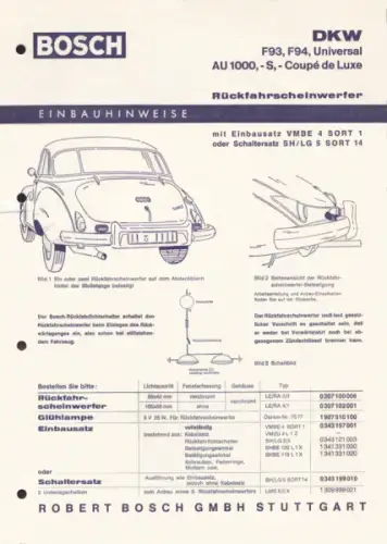 DKW Bosch Einbauhinweise 8.1962