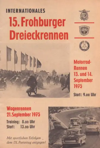 Programm 15. Froburger Dreieckrennen 1975