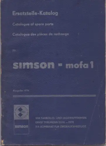 Simson Mofa 1 Ersatzteilliste 1976