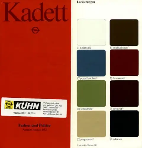 Opel Kadett D Farben 8.1982