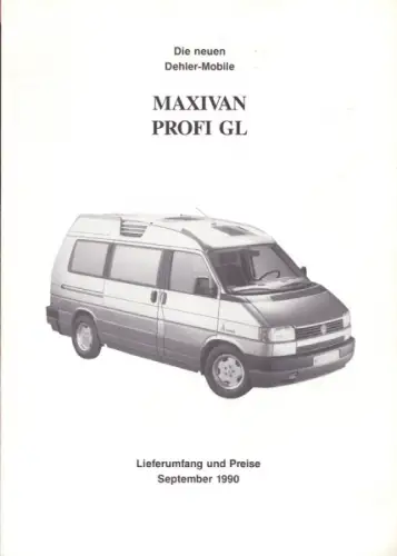 VW T 4 Dehler Preisliste 9.1990