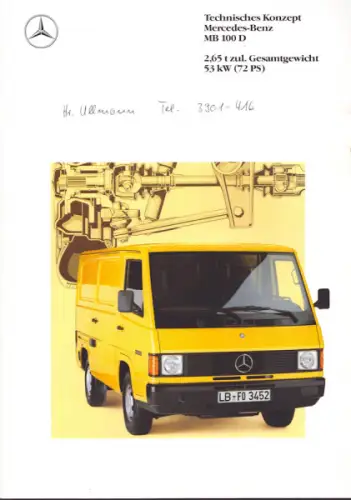 Mercedes-Benz MB 100 D Prospekt 5.1990