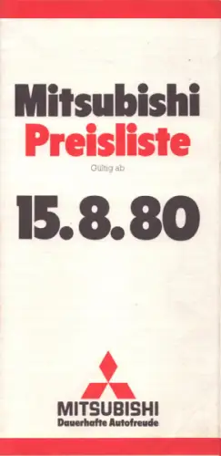 Mitsubishi Preisliste 8.1980