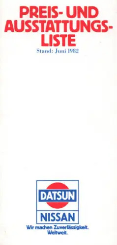 Datsun Preisliste 6.1982