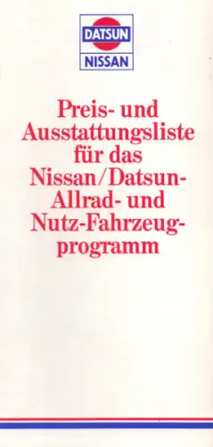 Nissan / Datsun Lkw Preisliste 3.1983