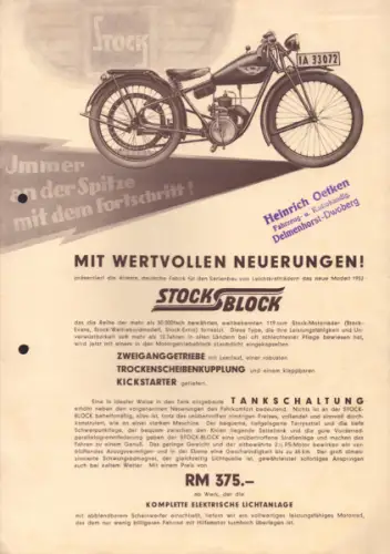 Stock Block 119 ccm Prospekt 1932