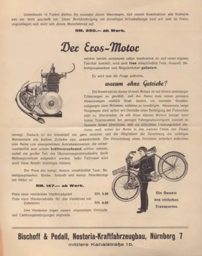 Nestoria Motorfahrrad Prospekt ca. 1931
