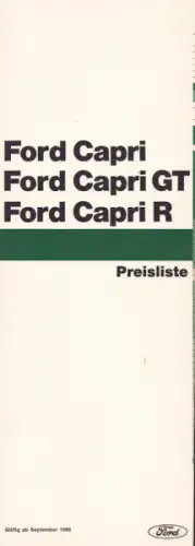 Ford Capri Preisliste 9.1969