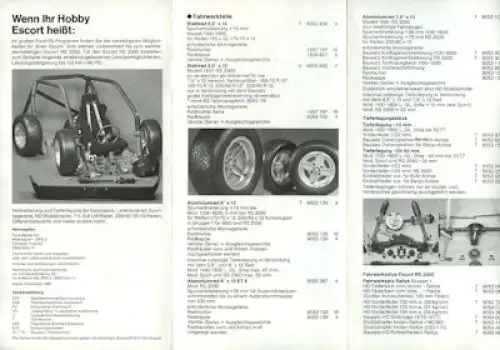 Ford Escort RS Teileprogramm 1975