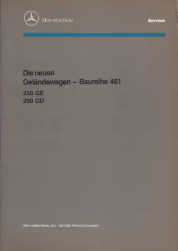 Mercedes-Benz Baureihe 461 Reparaturanleitung 7.1992