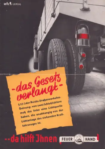 Feuerhand Ölabsturmlaternen Prospekt 1930er Jahre