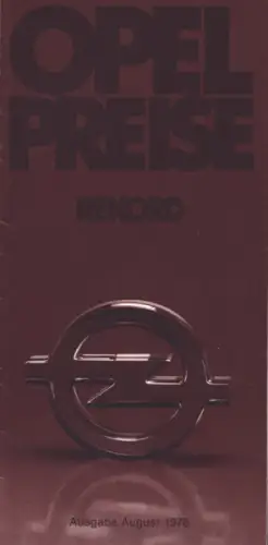 Opel Rekord E Preisliste 8.1978