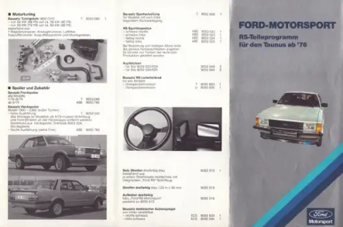 Ford Taunus RS Teileprogramm ca. 1978