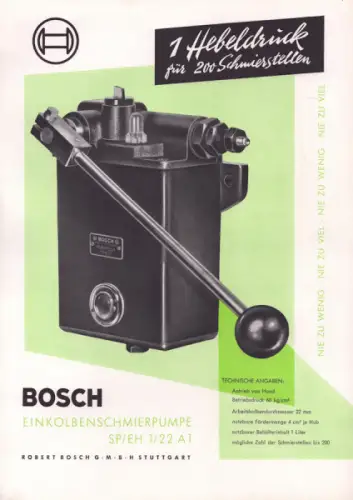 Bosch Einkolben-Schmierpumpen Prospekt 4.1953