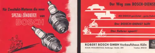 Bosch Zündkerzen Prospekte 1950er Jahre