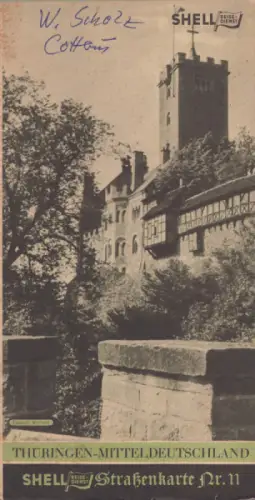 Shell Straßenkarte 11 Thüringen 1930er Jahre