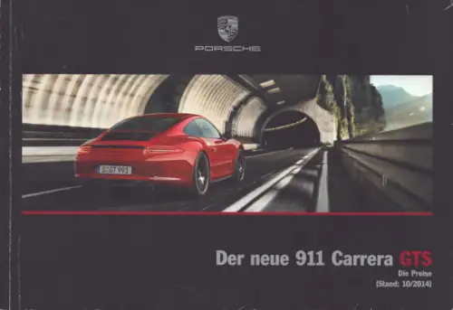 Porsche 911 Carrera GTS Typ 991 Preisliste 10.2014