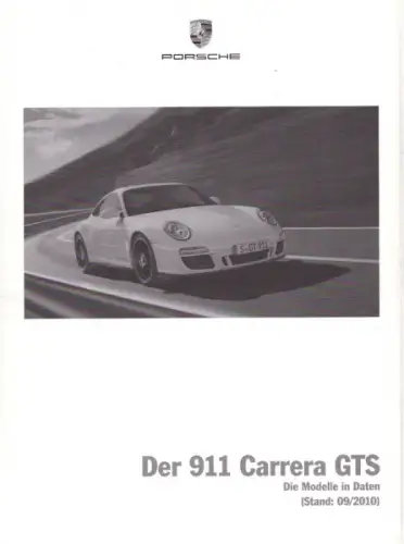 Porsche 911 Carrera GTS Typ 997.2 Daten-Prospekt 9.2010