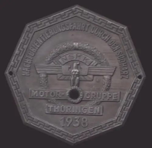 Plakette NSKK Nachtorientierungsfahrt Südharz 1938
