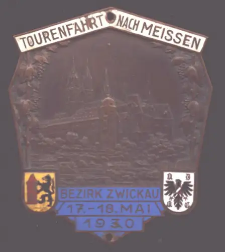 Plakette ADAC Tourenfahrt nach Meissen 17.5.1930