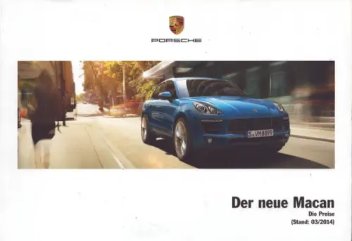 Porsche Macan Typ 95B Preisliste 3.2014
