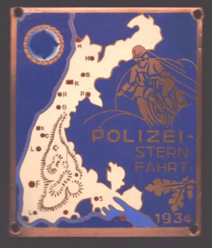 Plakette Polizeisternfahrt Schwarzwald 1934
