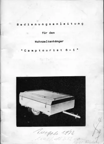 IFA Camptourist 6-1 Bedienungsanleitung 1972