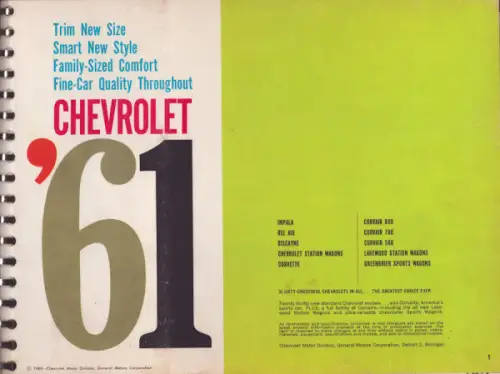 Chevrolet Händlerhandbuch / Dealer Salesman’s Handbook 1961