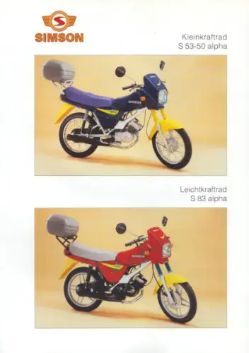 Simson Kleinkraftrad S 53 / Leichtkraftrad S 83 Alpha Prospekt 1990er Jahre