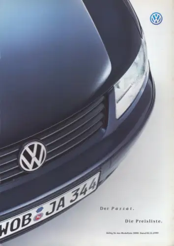 VW Passat B 5 Preisliste 11.1999