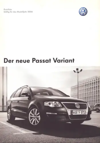 VW Passat B 6 Variant Preisliste 7.2005