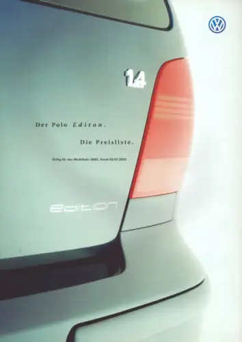 VW Polo 3 Editon Preisliste 7.2001