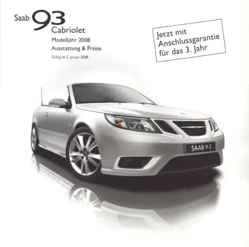 Saab 93 Cabriolet Preisliste 1.2008