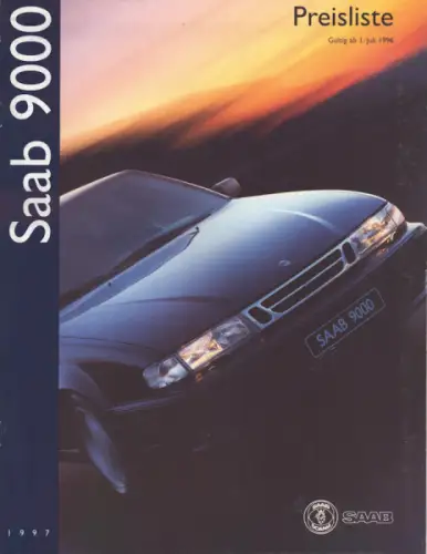 Saab 9000 Preisliste 7.1996