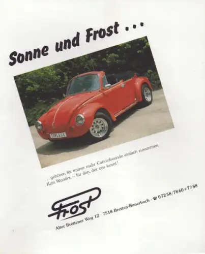 VW / Frost Käfer Cabrio Bausatz Prospekt 1980er Jahre