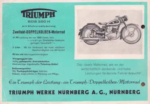 Triumph BDG 250 H und BDG 125 + BDG 125 H Prospekt 1.1952
