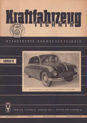Kraftfahrzeugtechnik KFT 1952 Heft 5