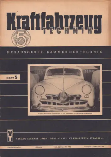 Kraftfahrzeugtechnik KFT 1951 Heft 5