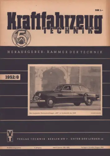 Kraftfahrzeugtechnik KFT 1952 Heft 8