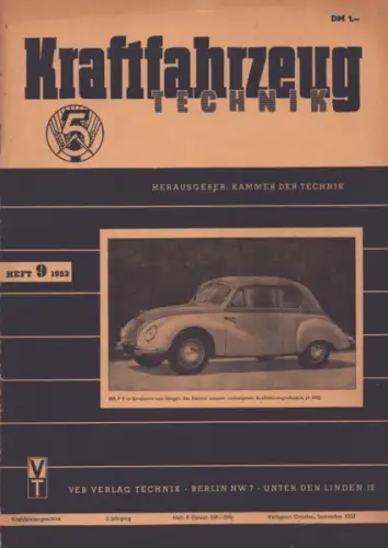 Kraftfahrzeugtechnik KFT 1953 Heft 9