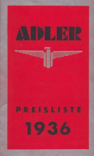 Adler Preisliste 1936