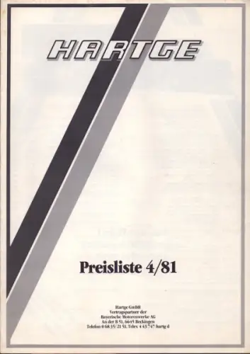 BMW Hartge Preisliste 4.1981