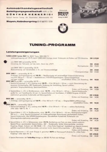 BMW / Hennerici Tuning Programm ca. 1970/72