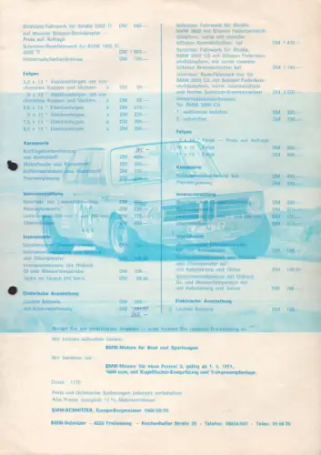 BMW / Schnitzer Tuning Programm 1970/71
