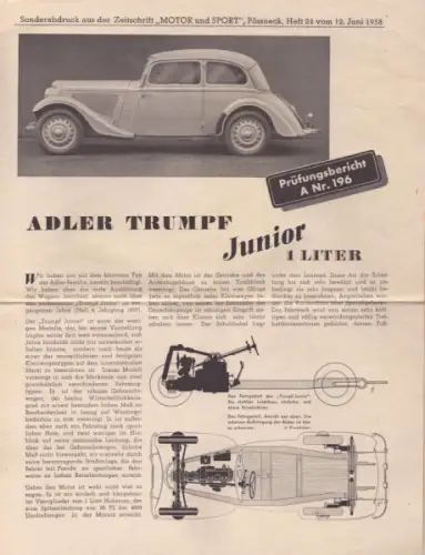 Adler Trumpf-Junior 1 Liter Test 1938