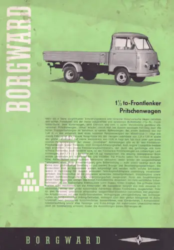Borgward 1,5 to Frontlenker-Pritschenwagen Prospekt 5.1958