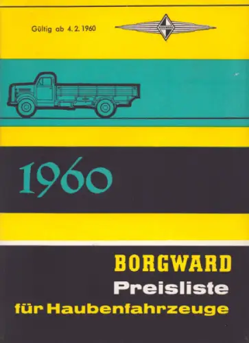 Borgward Preisliste für Haubenfahrzeuge 2.1960
