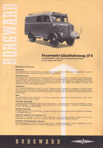 Borgward Feuerwehr-Löschfahrzeug LF 8 Prospekt 11.1955
