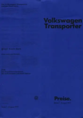 VW T 2 Transporter Preisliste 8.1977