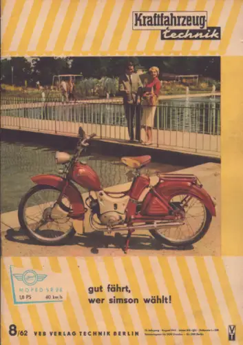Kraftfahrzeugtechnik KFT 1962 Heft 8